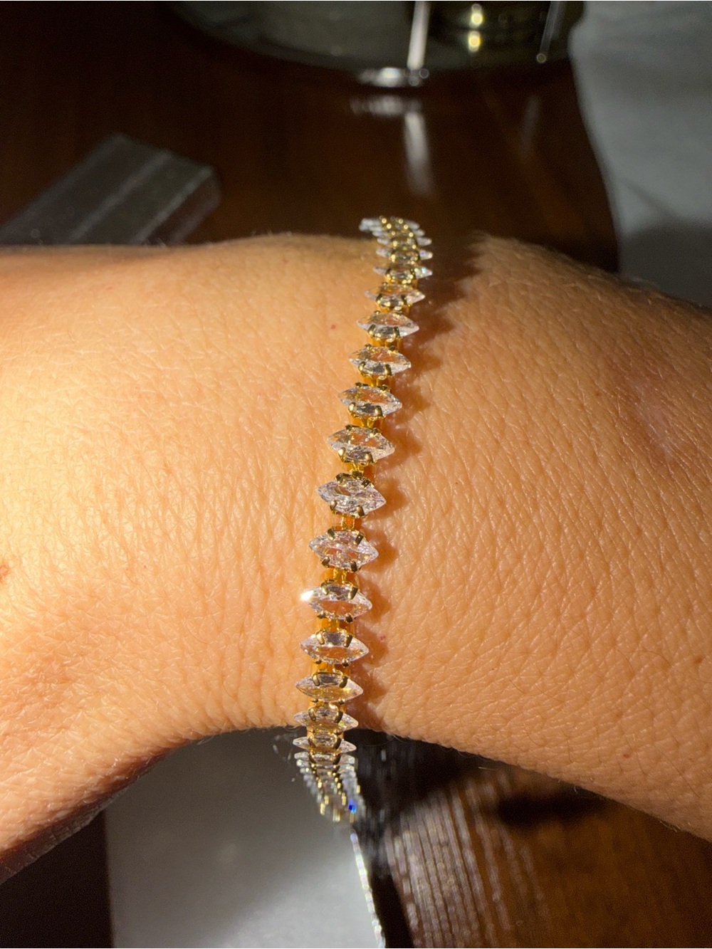 Gold Crystal Tennis Bracelet - Women Jewelry